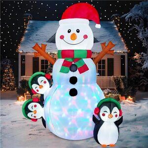 6 FT Christmas Snowman Inflatable Outdoor Decoration with Build-in LEDs